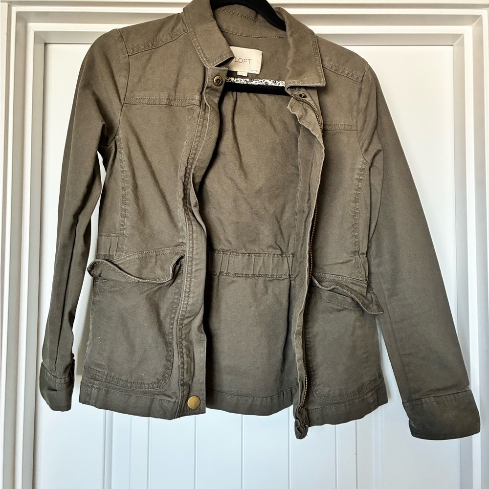 LOFT Olive Green Utility Jacket with Front Pockets